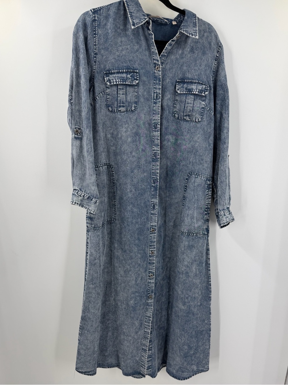 Soft Surroundings Denim Maxi Button Down Dress Women’s Size PM